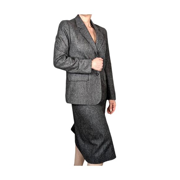 Vintage Evan Picone Two Piece Wool Skirt Suit Gray Vintage Size 8 Modern Size 0 - Picture 4 of 14